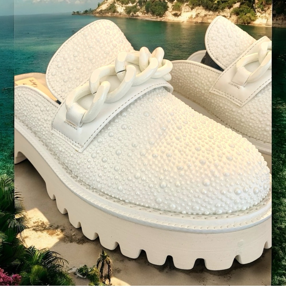Vintage Havana White Chunky Platform Mules - Picture 2 of 6